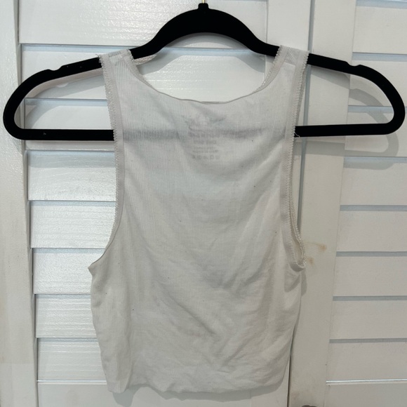 Boys Lie Cropped White Ribbed Tank - Picture 2 of 3